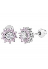 lovely tiny pink flower baby stud earrings
